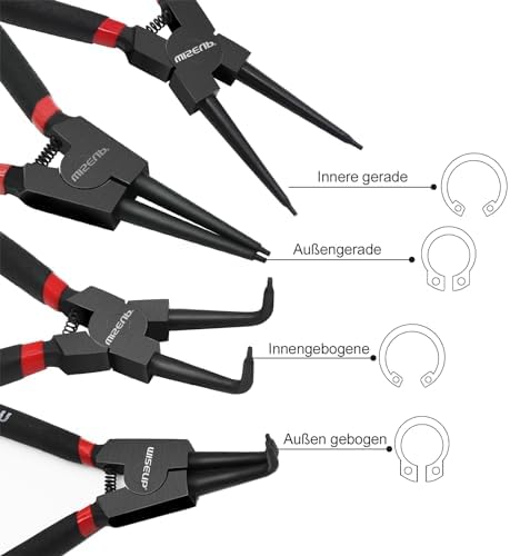 WISEUP Snap Ring Pliers Set, Heavy Duty 4PCS-7 inch Circlip Pliers Kit - Image 4