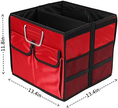 Car Trunk Organizer Collapsible Portable Multi Compartments Organizer with Non Slip Straps for SUV Truck Auto Vehicle Car Auto Minivan(Small without cover, Red) - Image 5