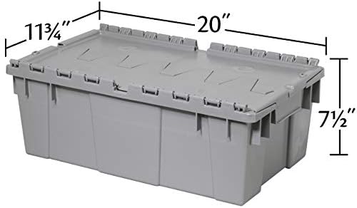Buckhorn AR2012070201000 Industrial Plastic Storage Tote with Hinged Attached Lid, (20-Inch x 12-Inch x 7-Inch), Gray - Image 5