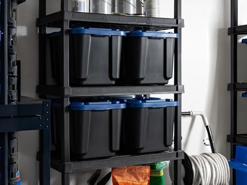 4 Pack 12 Gallon Heavy Duty Plastic Storage Bins with Lids, Stackable Garage Organizer Totes, Durable Utility Containers with Reinforced Handles for Garage, Workshop, Basement - Image 4