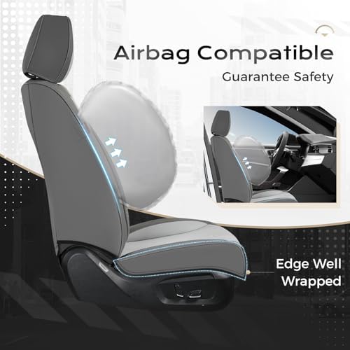Coverado Car Seat Covers with Lumbar Support, Front Covers for Cars, Universal Automotive Seat Cover, Waterproof, Leather Car Seat Cushion, Interior Seat Protectors for Most Cars - Image 3