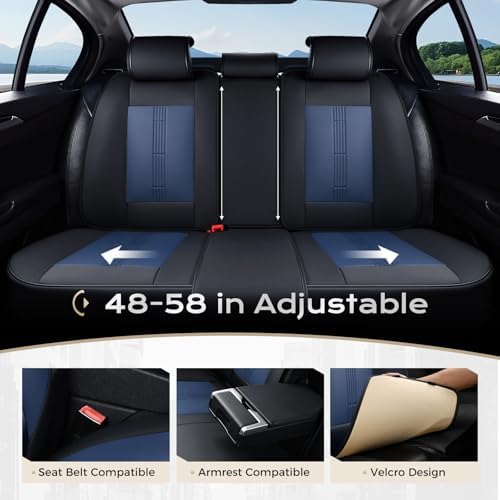 Coverado Car Seat Covers Full Set, Front Seat Covers with Lumbar Support and Back Seat Cover Waterproof Leather Automotive Seat Cover, Universal Car Interior Protectors Cushion for Most Cars - Image 6