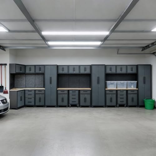 26Pcs Garage Storage Cabinet System, Black Grey - Image 2