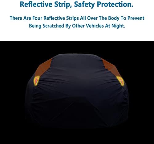 MORNYRAY Waterproof All Weather Snowproof UV Protection Windproof Outdoor Full car Cover, Universal Fit for Sedan (Fit Sedan Length 194-206 inch, Orange) - Image 6