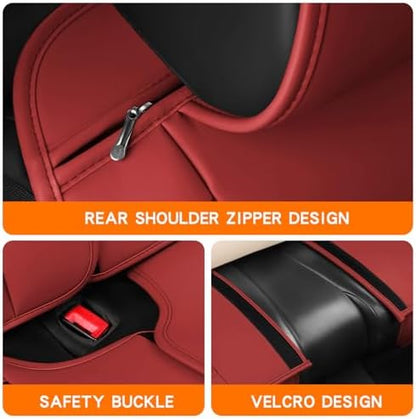 MINGBRON Front Car Seat Covers, Leather Car Seat Covers, Fit for Most Cars SUV and Most Sedan Red - Image 5