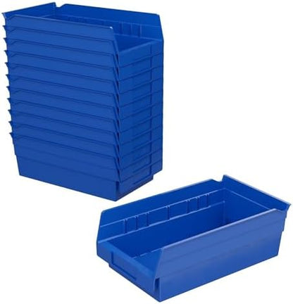 Akro-Mils 30130 Heavy Duty Plastic Shelf Bins, 12"x 6.5"x 4", Blue, 12-Pk by Akro-Mils