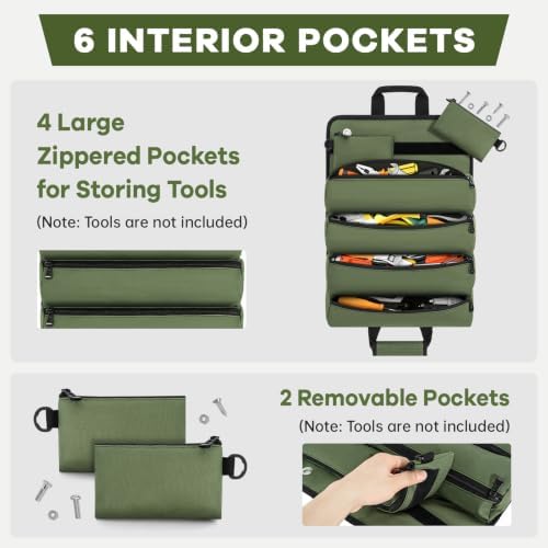ANILD 13 Inch Regular Long Tool Bag Roll Up, Roll Up Tool Bag Organizer - Image 4