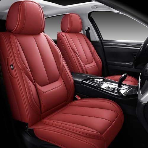 MINGBRON Leather Car Seat Covers,Car Seat Covers Full Set,Automotive Seat Covers,Fit for Most Cars SUV and Most Sedans Red - Image 4