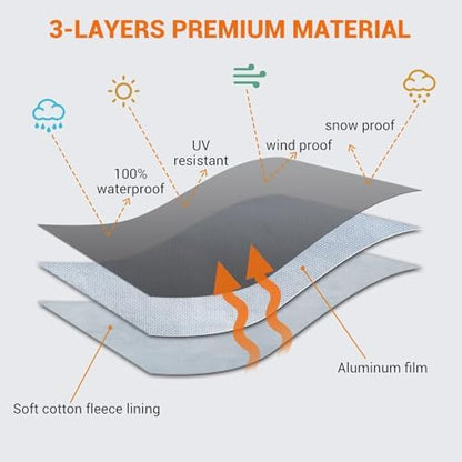 Tecoom All Weather Car Cover Waterproof Windproof Hail Protector with Fleece Lining & Zipper Door, UV Sun Protection, Fit for Sedan (170"–190"), Black - Image 5