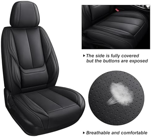 MINGBRON Seat Covers, Car Seat Covers Front Seats, Car Seat Cover, Car Seat Protector Waterproof, Car Seat Cushion Nappa Leather, Black Seat Covers Carseat Cover Universal Fit for Most Cars - Image 4