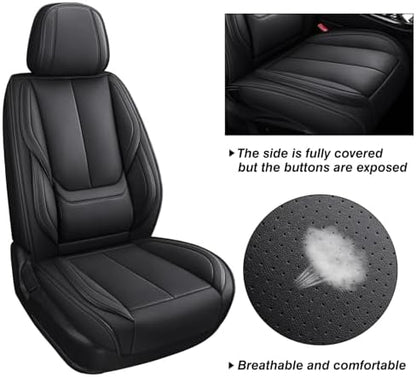MINGBRON Seat Covers, Car Seat Covers Front Seats, Car Seat Cover, Car Seat Protector Waterproof, Car Seat Cushion Nappa Leather, Black Seat Covers Carseat Cover Universal Fit for Most Cars - Image 4
