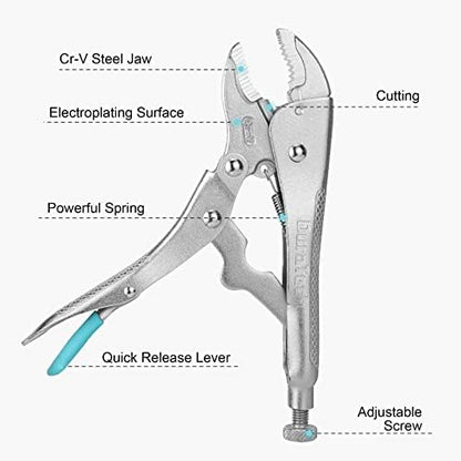 DURATECH 6PCS Locking Pliers, Long Nose Jaw and C-Clamp Vice Grip Pliers - Image 3