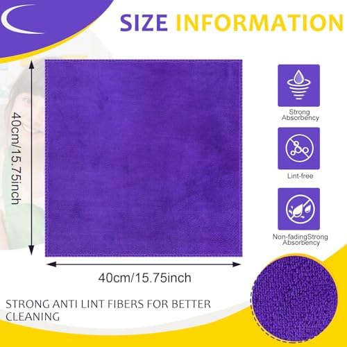 Nuenen Car Microfiber Clean Cloths, Purple, 16 x 16 Inch, 150 Pcs - Image 4