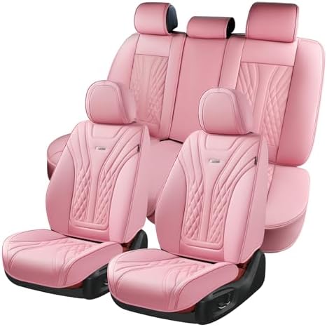 Coverado Car Seat Covers Full Set, Automotive Front and Rear Seat Covers with Backrest, Nappa Leather Car Seat Protectors Waterproof, Universal for Most Vehicles by COVERADOAUTO