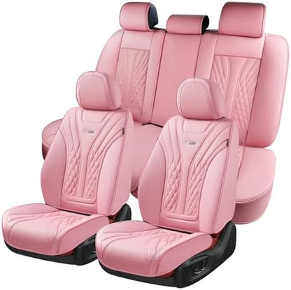 Coverado Car Seat Covers Full Set, Automotive Front and Rear Seat Covers with Backrest, Nappa Leather Car Seat Protectors Waterproof, Universal for Most Vehicles by COVERADOAUTO