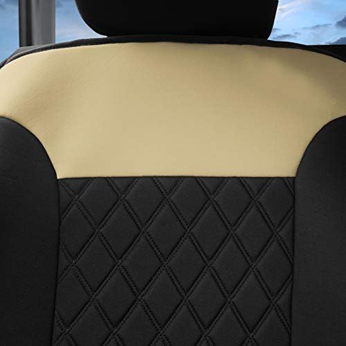 FH Group Car Seat Cover Cushion - 2 Pack Seat Covers for Cars Trucks SUV, Beige Black Neosupreme Car Seat Cushions, Car Seat Cover Cushion, Universal Fit Car Seat Protector - Image 5