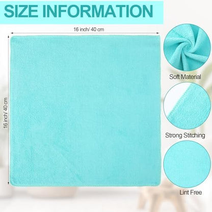 Nuenen Car Microfiber Clean Cloths, Teal Blue, 16 x 16 Inch, 60 Pcs - Image 3