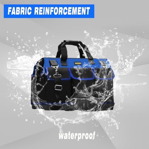 FASTECH 22 Inch Bottom Tools Bag With Wide Mouth For Tool Storage, Carrier and Organizer, Heavy Duty Tool Tote Bag For Men/Women, Wide Mouth Tool Bag With Inside Pockets (22 Inch) - Image 4