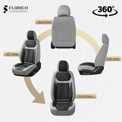 FLORICH Seat Covers, Front Seat Covers 2 PCs, Automotive Seat Cover for Cars, Luxury Leather Universal Seat Cover Accessories Fit for Most Cars SUV Truck Sedans(Grey) - Image 5
