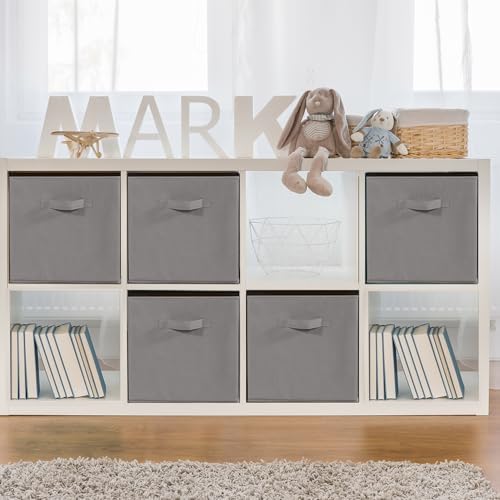 11" Fabric Storage Bins, Collapsible Storage Cubes Organizer with Handles, Heavy Duty Cube Organizer for Home, Office, Shelves, Closets, Bedroom, Living Room, 5 Pack, Grey by Unknown