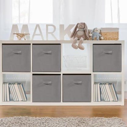 11" Fabric Storage Bins, Collapsible Storage Cubes Organizer with Handles, Heavy Duty Cube Organizer for Home, Office, Shelves, Closets, Bedroom, Living Room, 5 Pack, Grey by Unknown