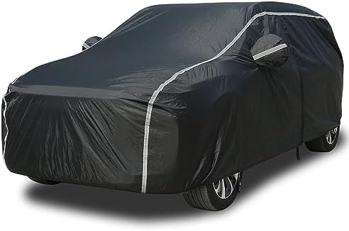 Car Cover Waterproof All Weather SUV - Coverado Black Car Cover UV Protection with Zipper Door, Cotton Backing Snowproof Hail Protection Windproof, Universal Fit for SUV (206"-215") by COVERADOAUTO
