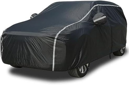 Car Cover Waterproof All Weather SUV - Coverado Black Car Cover UV Protection with Zipper Door, Cotton Backing Snowproof Hail Protection Windproof, Universal Fit for SUV (206"-215") by COVERADOAUTO