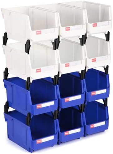 12 Packs Stackable Storage Bins, 7" x 5" x 4" Parts Bin, by Shineyaplus