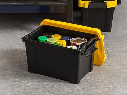 5 Gal Heavy Duty Storage Bins with Lids, Stackable Totes 4 Pack - Image 4