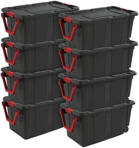 Sterilite Industrial Storage Tote w/Wheels for Garage, 40 Gallon, 8-Pack by Sterilite