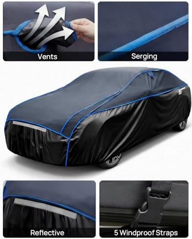 JOYTUTUS Hail Protector Car Cover for Sedan (186-193 in), Thick EVA Padded Anti-Hail Cover, Waterproof All Weather Hail Protection Car Cover - Image 4