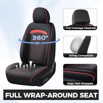 FLORICH Car Seat Covers Front Seat, Leather Seat Covers for Cars, Waterproof Car Seat Protector Breathable, Front Seat Covers for Cars, Automotive Seat Covers Universal Fit for Most SUV Pick-up Truck - Image 4