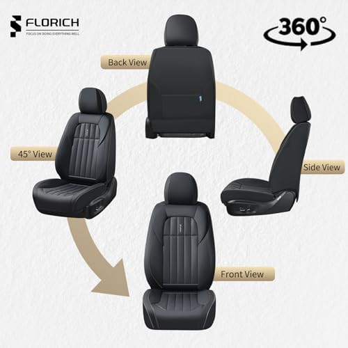 FLORICH Front Car Seat Covers, Leather Seat Covers for Cars, Waterproof Car Seat Protectors 2 Pack, Front Seat Covers for Cars, Automotive Seat Covers Protector Fit for Most Cars SUV Truck - Black - Image 6
