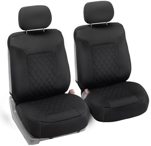FH Group Car Seat Cover Cushion - 2 Pack Seat Covers for Cars Trucks SUV, Solid Black Neosupreme Car Seat Cushions, Waterproof Car Seat Cover Cushion, Universal Fit Car Seat Protector by FHGroup