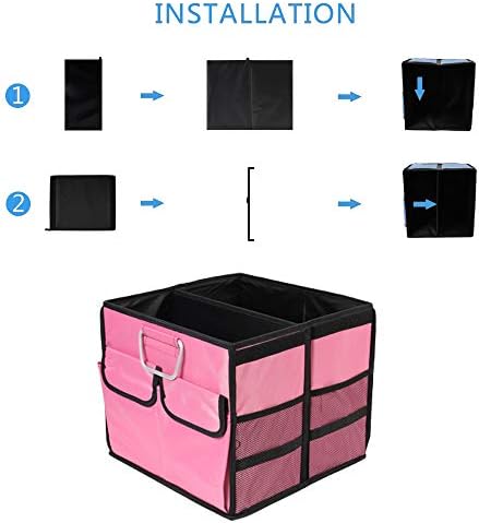 Car Trunk Organizer Collapsible Portable Multi Compartments Organizer with Non Slip Straps for SUV Truck Auto Vehicle Car Auto Minivan(Small without cover, Pink) - Image 4