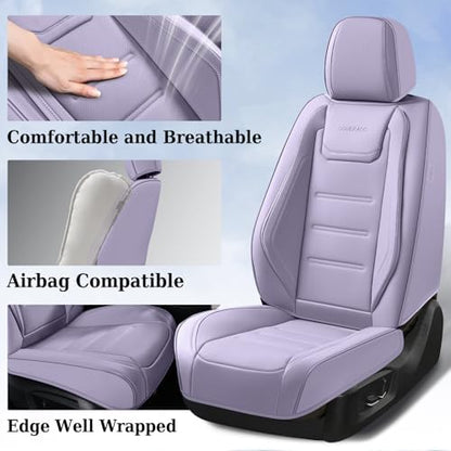 Coverado Car Seat Covers, Front Covers for Cars, Car Seat Cover Front Seats, Car Seat Protector Waterproof, Leather Car Seat Cushion, Universal Interior Covers Seat Protectors for Most Cars Purple - Image 2