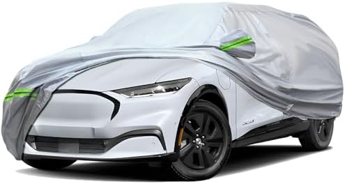 TUCAREST 6-Layers Premium Full Car Cover Hard Shell Zipper Design Waterproof All Weather Weatherproof UV Sun Protection Snow Dust Storm Resistant Outdoor with Straps (Fit for SUV/MPV 181"- 190") by TUCARESTAutoParts
