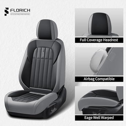 FLORICH Seat Cover, Leather Car Seat Covers Full Set, Waterproof Car Seat Protectors 5 Seats, Front and Rear Seat Covers for Cars, Automotive Seat Protector Fit for Most Sedans SUV Truck - GrayBlack - Image 5