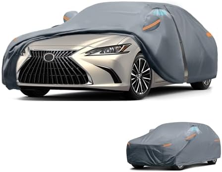 Waterproof ES ES300 ES330 ES350 ES300h(2012-2026) Car Cover with Breathable Vents, [Upgrade] Premium Covers with Cotton Liner and Zipper Door,Sun Rain Snow Dust Uv Protection. by Unknown