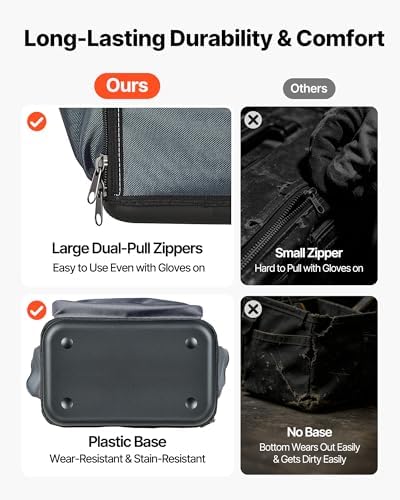 VEVOR Tool Bag, 13.2 Inch, 34-Pocket Portable Large Tool Box Organizer Storage, Carry Toolbox with Hard Plastic Base, Large Zipper, Adjustable Shoulder Strap, for Men Women Dad Husband Fathers Day - Image 5