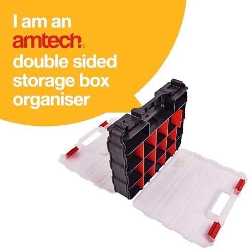 Amtech S6463 Double-Sided Storage Organiser Screw, Assortment Box for Hardware, 34 Adjustable Compartments, Durable Plastic Construction, 32 x 26 x 8cm - Image 2