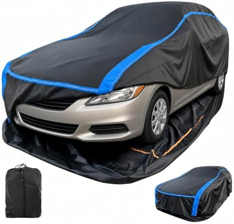 2-in-1 Sedan Cover - Quick Half Cover or Full Bottom-Seal Enclosure, Waterproof Multi-Layer Heavy-Duty Protection, Fits 166-178 in Sedans: Versa, Accent, Rio, Yaris Sedan, Mirage G4 by Unknown