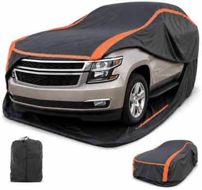 Full Enclosed SUV Car Cover Waterproof All Weather Heavy-Duty – Fits 202-212" SUVs: X7, Enclave, Traverse, Durango, Acadia, QX56/60, Sequoia, Atlas & More by INTYSAMSedanSUVGrillCoverswithPatent