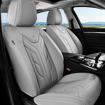 Coverado Seat Covers, Car Seat Covers Front Seats, Leather Seat Covers for Cars, Automotive Seat Covers Car Seat Protector Car Seat Cushion Universal Fit for Most Sedans SUV Pick-up Truck(Grey) by COVERADOAUTO