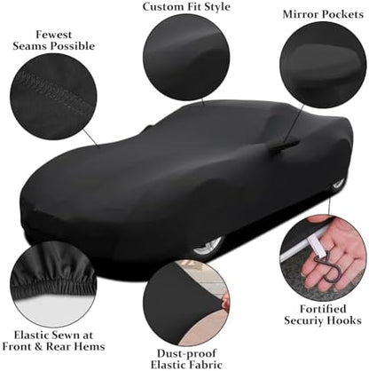 WinPower Indoor Car Cover Stretch Dustproof Protection Full Car Cover for Underground Garage, Car Show, Black - Image 2