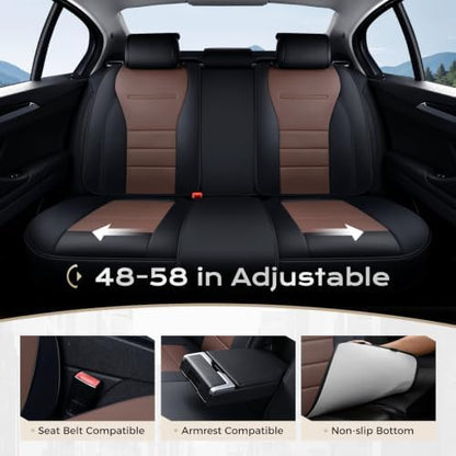 Coverado Car Seat Covers Full Set, Nappa Leather Seat Covers for Cars, Car Seat Protector Car Seat Cushion, Front and Back Seat Protectors Cushions Universal Fit for Most Cars Vehicles(Black&Coffee) - Image 4