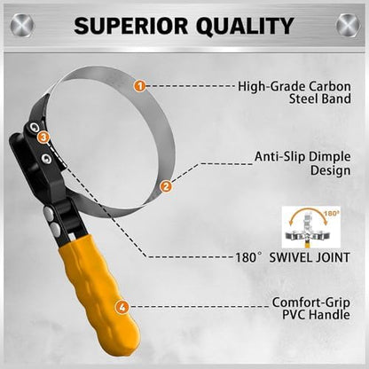 ELEAD 9-Piece Ultimate Oil Filter Wrench Set - Professional Oil Filter Removal Tool, Swivel Head Oil Filter Wrenches, Adjustable Oil Filter Remover Pliers, Universal Oil Filter Wrench and Valve Lapper - Image 3
