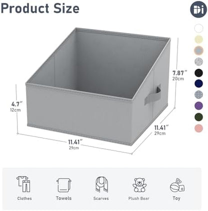 DIMJ Closet Storage Bins 10 Pack - Fabric Storage Baskets for Shelves, Collapsible Clothes Organizer with Handles, Trapezoid Shelf Organization Storage Cubes for Purse, Toys, Books, Towel, Clothes - Image 5