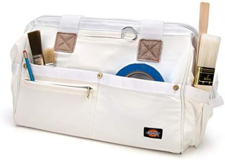 Dickies 16-Inch Durable Canvas Work Bag for Painters, Carpenters, and Builders, Heavy-Duty Zipper, Reinforced Handles, Exterior Pockets, White - Image 3