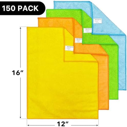 Simple Houseware 12" x 16" Microfiber Cleaning Cloth 150 Pack, 4 Colors - Image 2